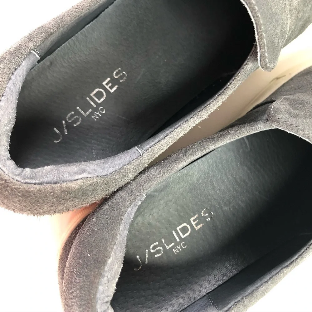 J/Slides Acer grey suede slip on platform sneakers size 8.5
